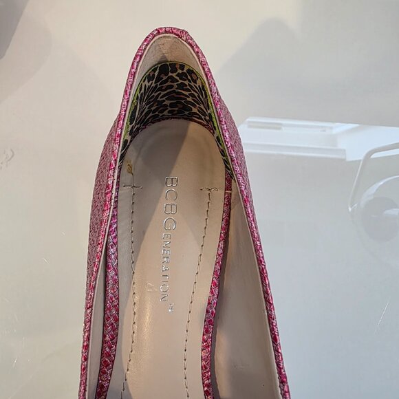 BCBGeneration Pink Woven Stiletto Heels 👠 Size 7 - Picture 11 of 14